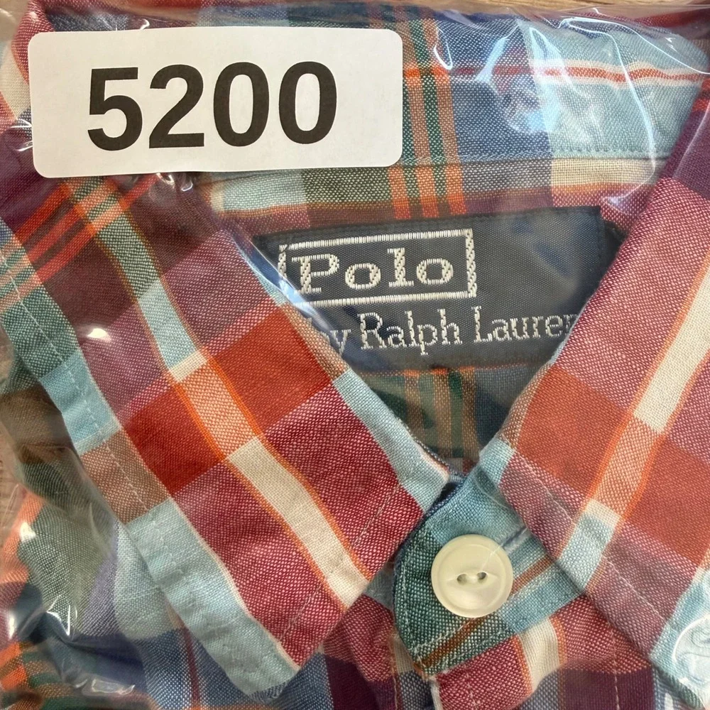 Polo Ralph Lauren Button Down Mens S Multicolor Plaid Linen Silk Blend Shirt